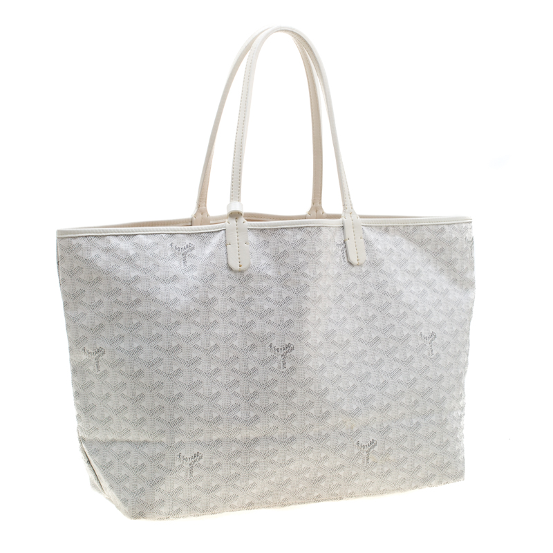 Goyard Saint Louis PM Tote Bag White Goyardine Canvas - Allu USA