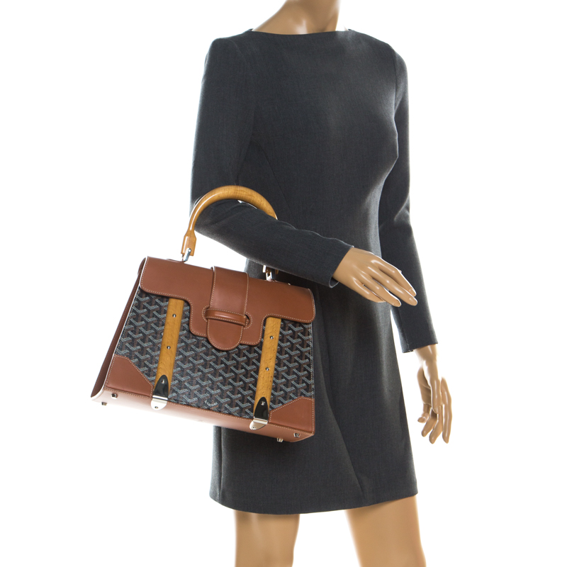 

Goyard Brown/Cognac Coated Canvas and Leather Saigon Top Handle Bag