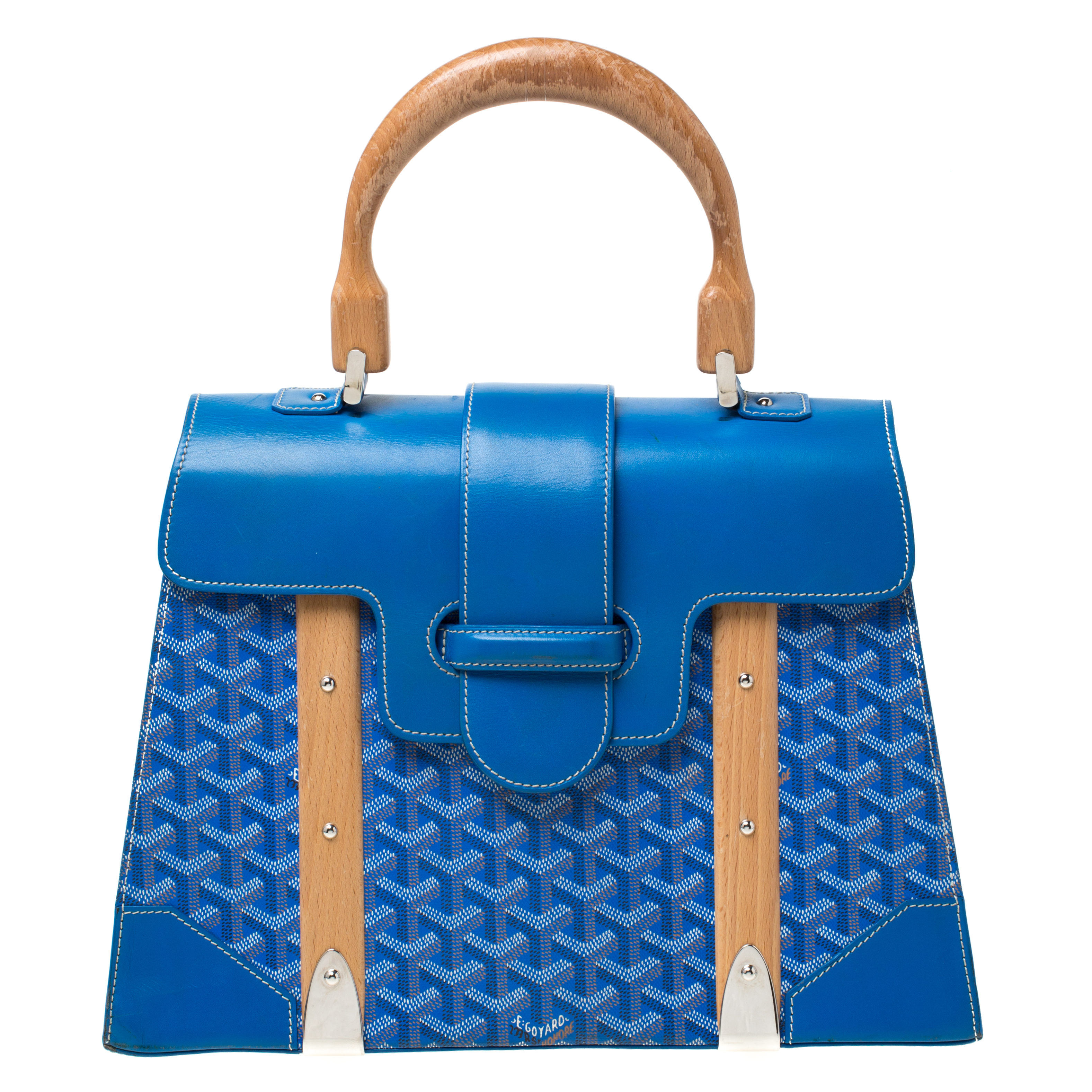 Goyard Blue Coated Canvas and Leather Saigon Top Handle Bag Goyard