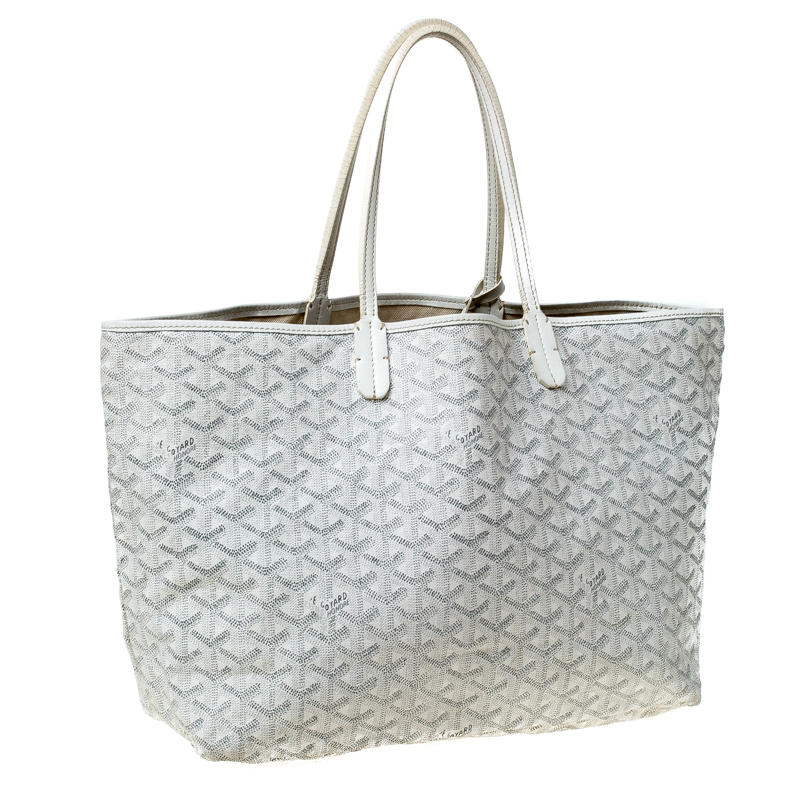 Goyard Rouette Soft PM Grey White Gayardine Coated Canvas Leather Tote Logo  Bag