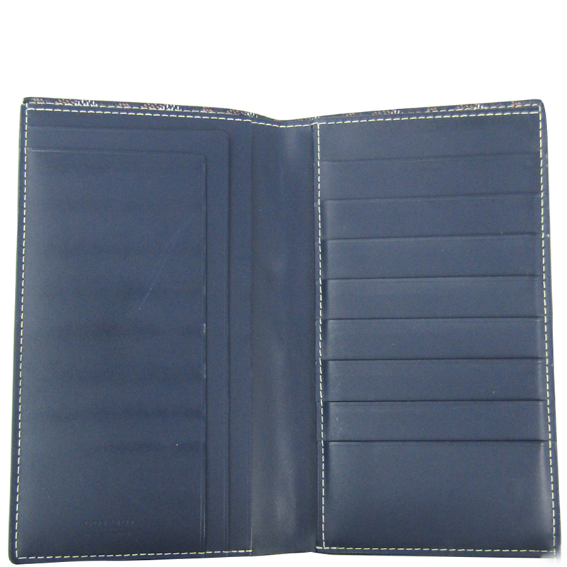 

Goyard Navy Goyardine Coated Canvas Leather Long Wallet, Navy blue