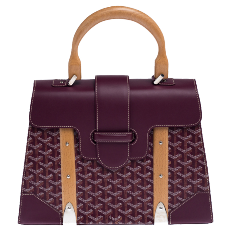 Pre Owned Goyard Burgundy Coated Canvas and Leather Saigon Top Handle Bag