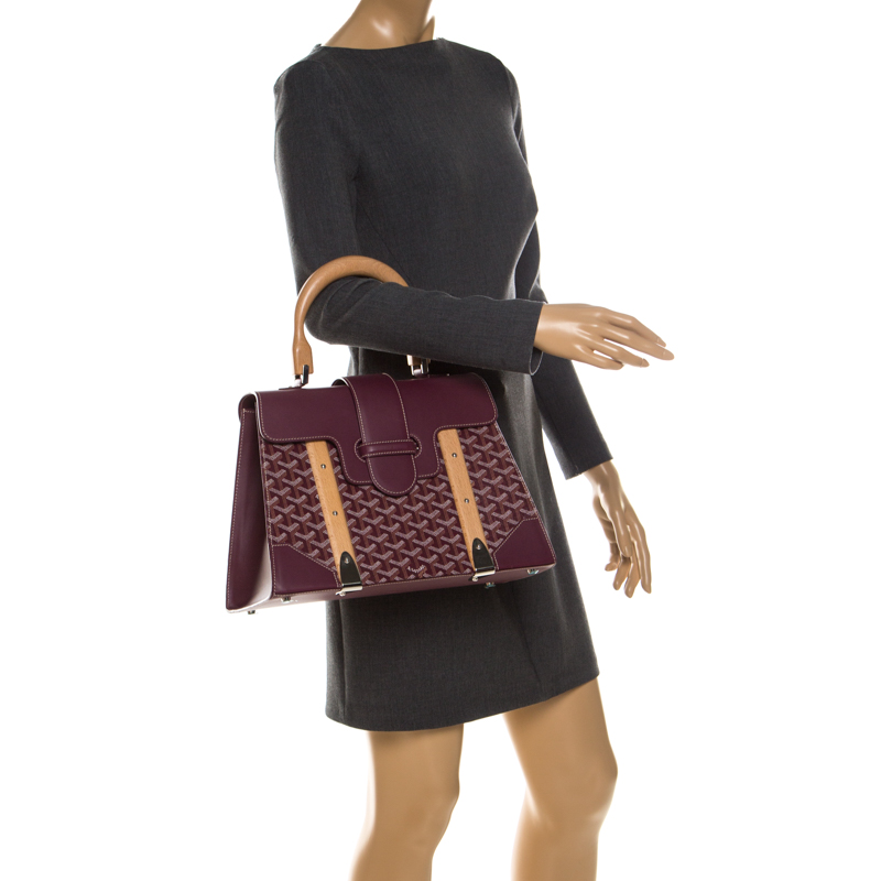 

Goyard Burgundy Coated Canvas and Leather Saigon Top Handle Bag