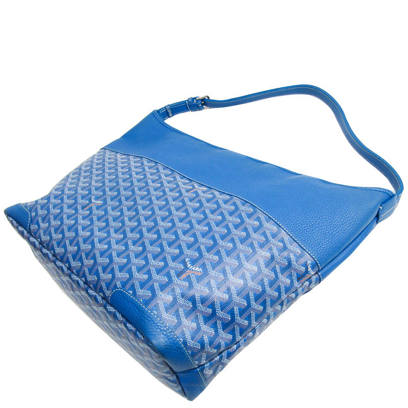 Goyard Blue Chevron Print Coated Canvas and Leather Grenadine Hobo