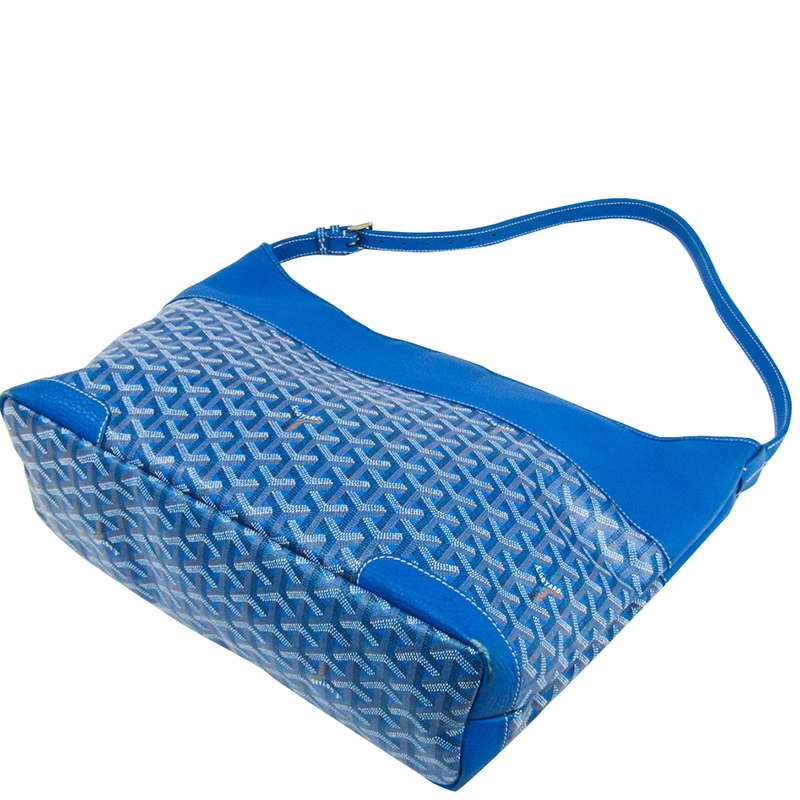

Goyard Blue Chevron Print Coated Canvas Leather Grenadines Shoulder Bag