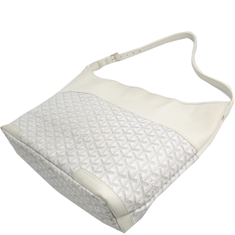 

Goyard White Chevron Print Coated Canvas Leather Grenadines Shoulder Bag