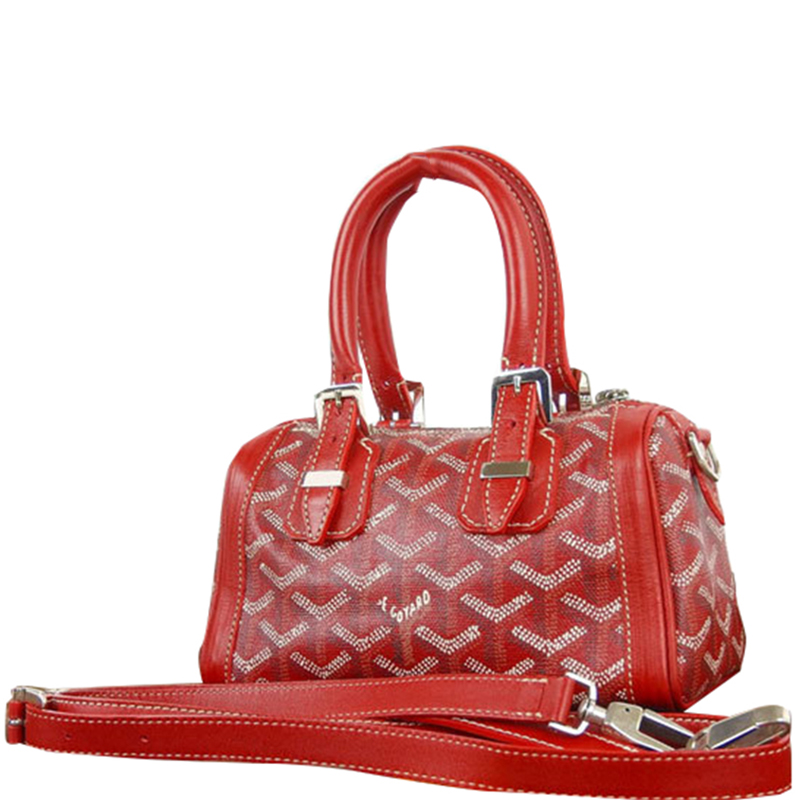 

Goyard Red Coated Canvas Leather Shoulder Bag
