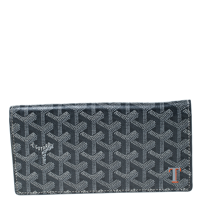 Pre Owned Goyard Grey/White Coated Canvas Flap Continental Wallet
