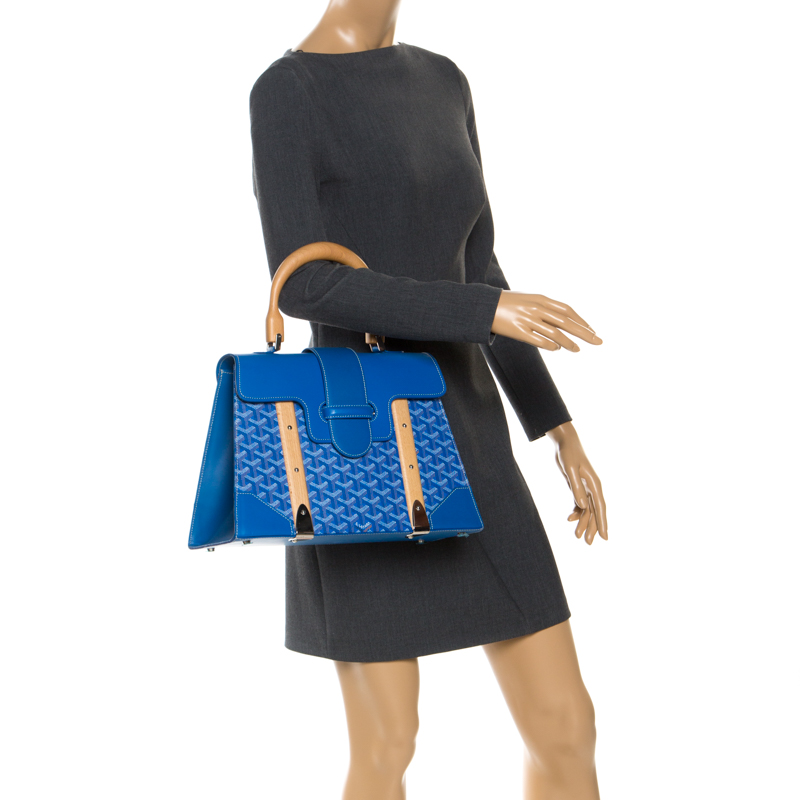 

Goyard Blue Coated Canvas and Leather MM Saigon Top Handle Bag