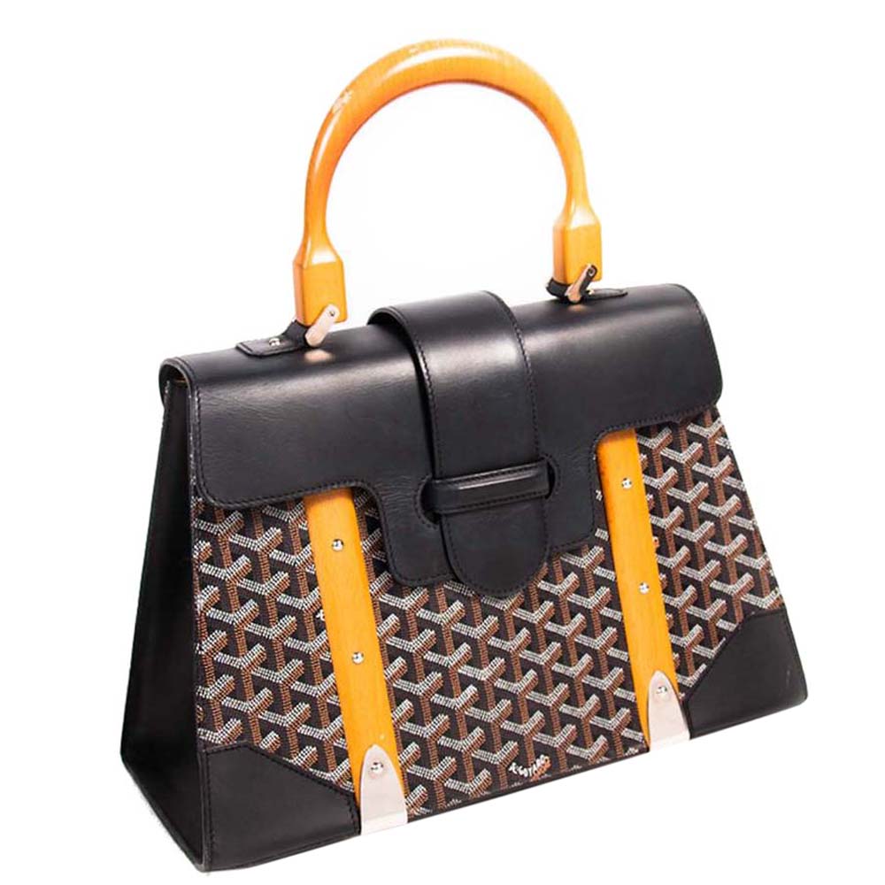 

Goyard Black Coated Canvas and Leather MM Saigon Top Handle Bag