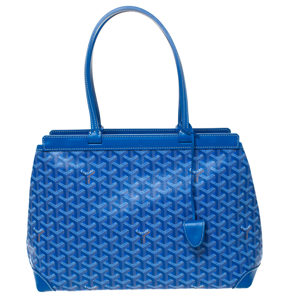 Goyard Blue Goyardine Coated Canvas and Leather Bellechasse PM Tote ...