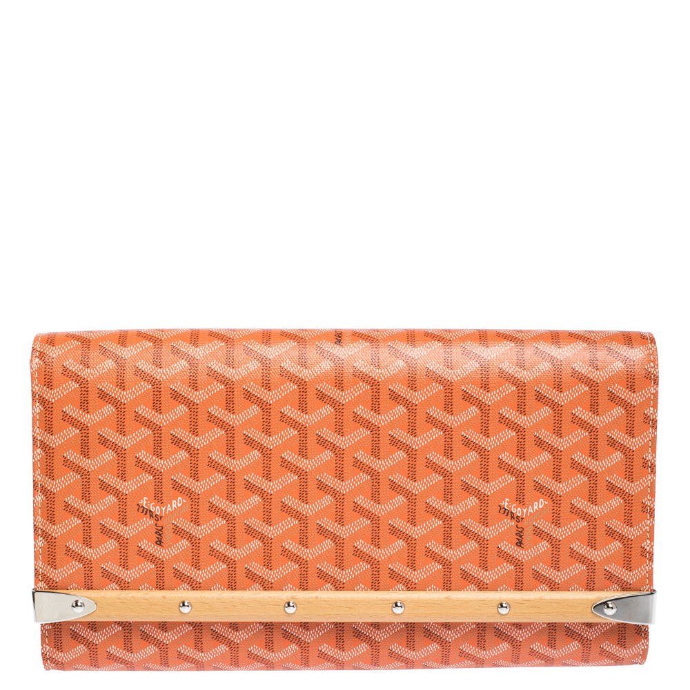 Goyard Yellow Goyardine Coated Canvas Monte Carlo Bois Clutch Goyard