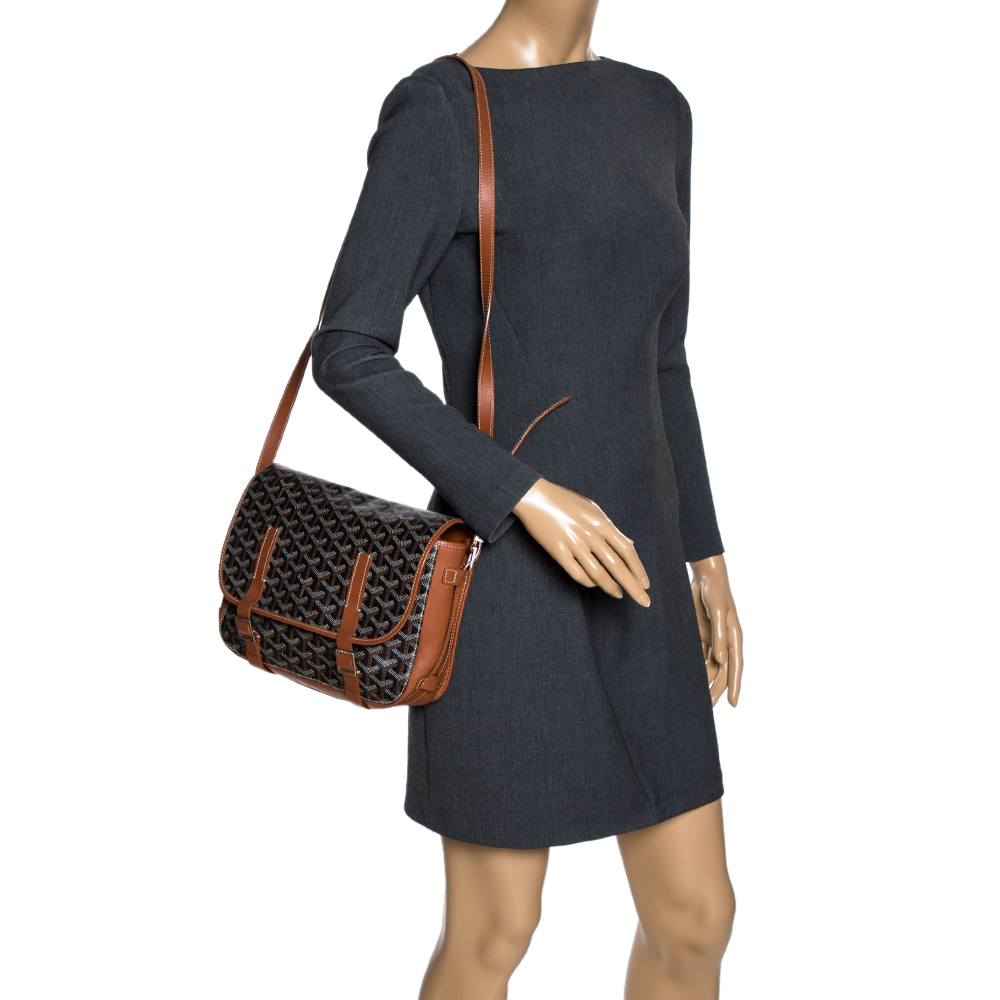 

Goyard Brown Goyardine Coated Canvas and Leather Belvedere MM Saddle Bag