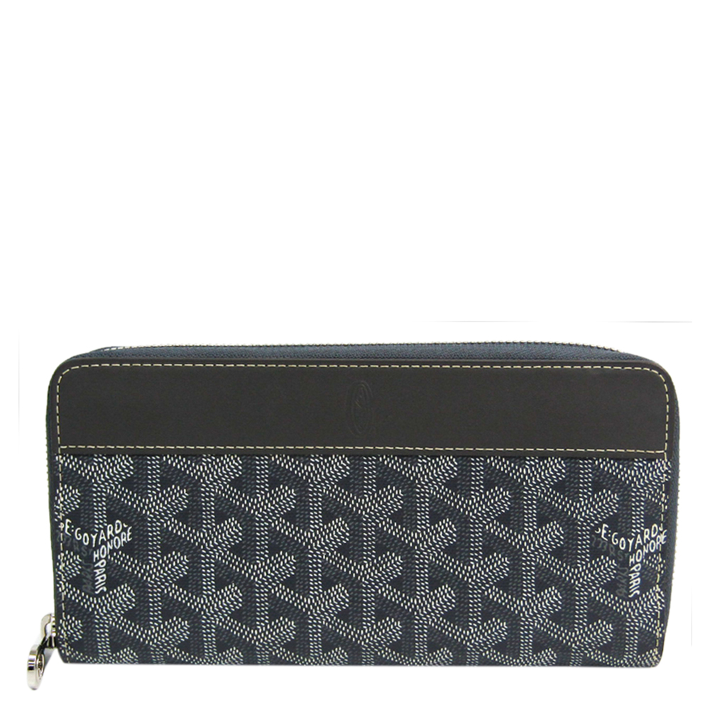 Click to view more detailed imagery on our partner's website Pre-owned Goyard Line Coated Canvas Matignon Wallet In Grey
