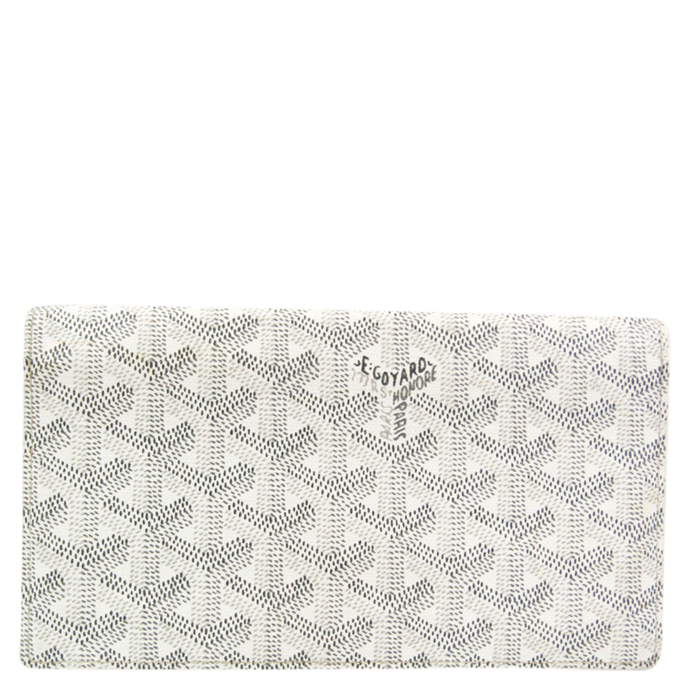 Click to view more detailed imagery on our partner's website Pre-owned Goyard White Coated Canvas Richelieu Wallet In Grey