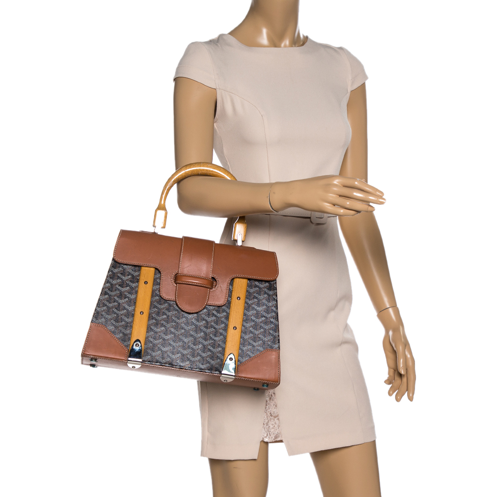 

Goyard Brown/Cognac Coated Canvas and Leather Saigon Top Handle Bag