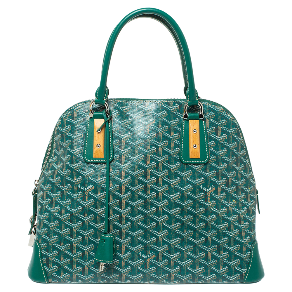 Pre-owned Goyard Ine Coated Canvas And Leather Vendôme Pm Bag In Green ...