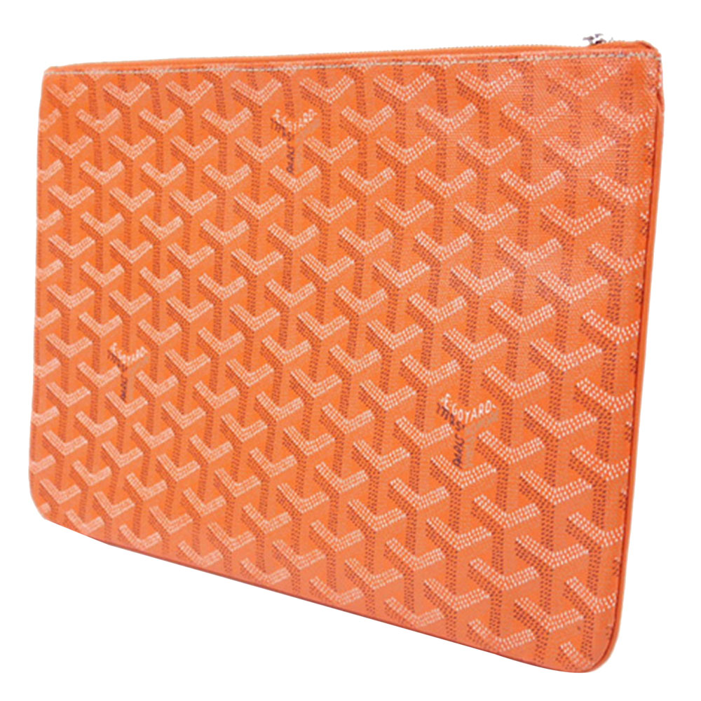 

Goyard Orange Coated Canvas Goyardine Senat MM Clutch Bag