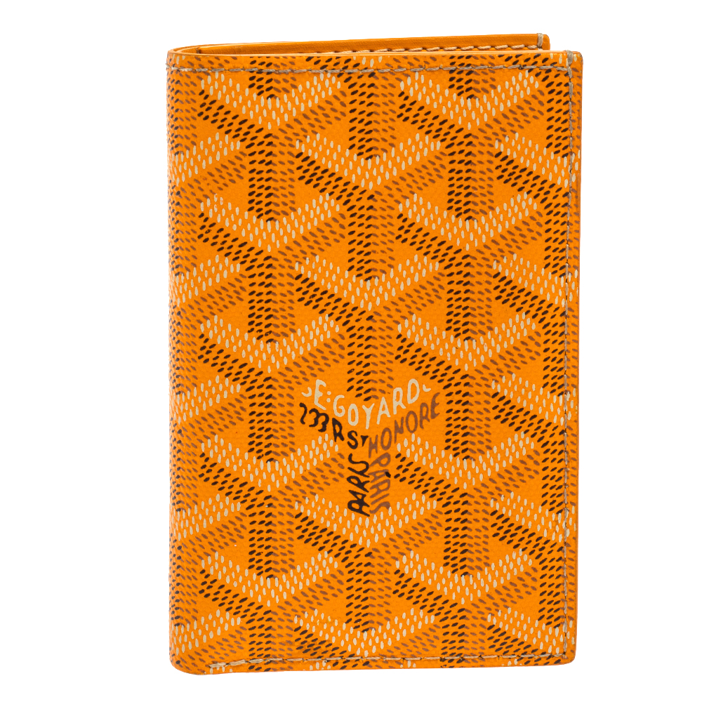 Pre-owned Goyard Ine Coated Canvas St. Marc Bifold Card Holder In Yellow