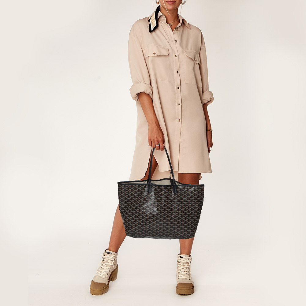 

Goyard Black Goyardine Coated Canvas and Leather Saint Louis PM Tote