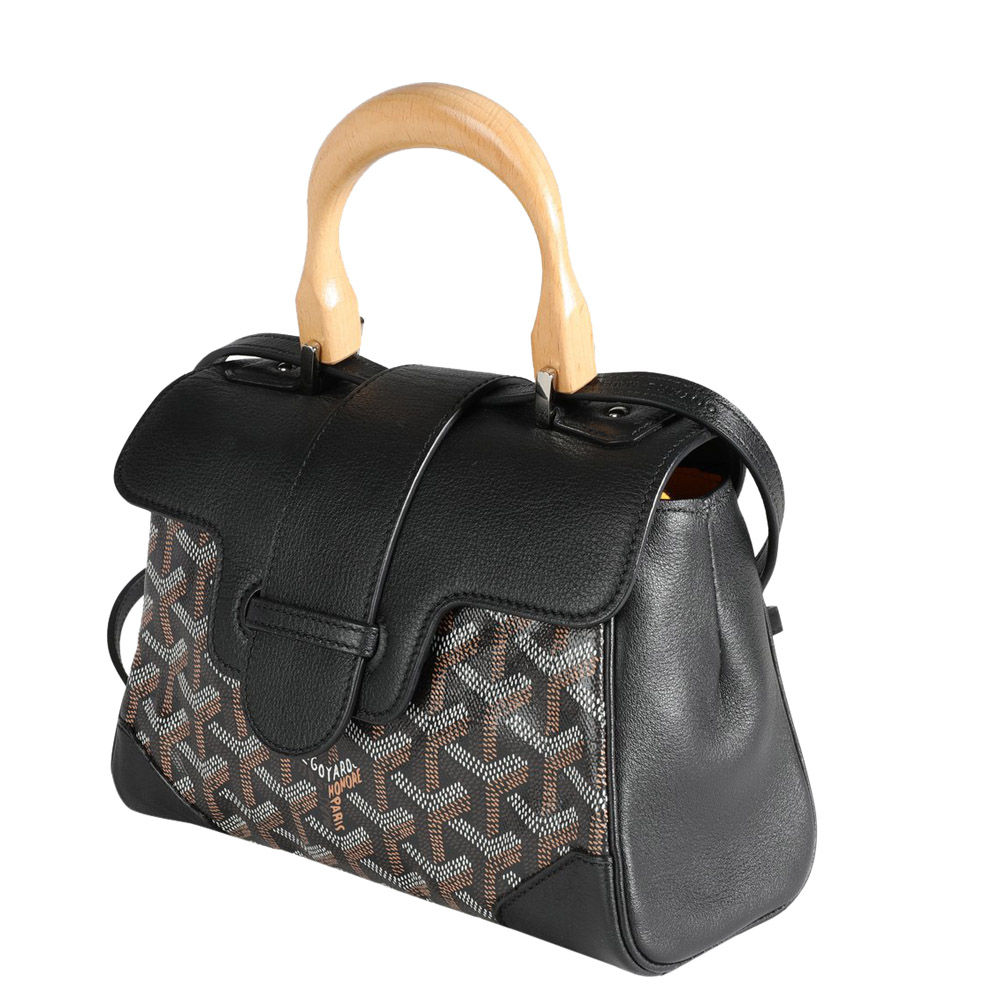 

Goyard Black Coated Canvas Leather Goyardine Mini Saigon Top Handle Bag