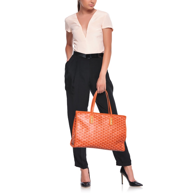 

Goyard Orange Goyardine Coated Canvas and Leather Marquises Tote