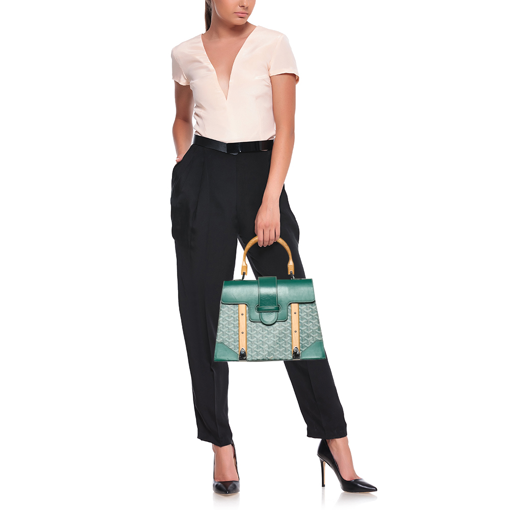 

Goyard Green Coated Canvas And Leather Saigon MM Top Handle Bag