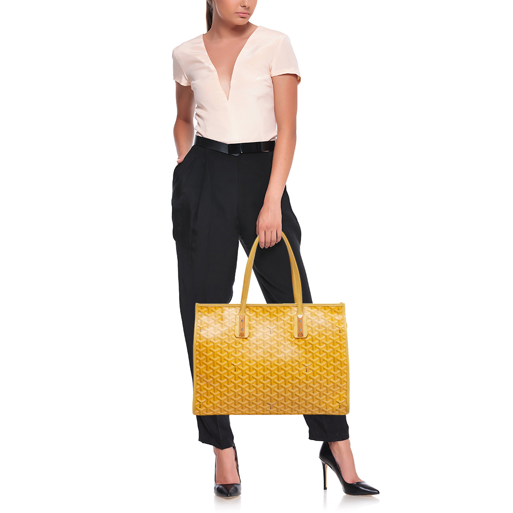 

Goyard Yellow Goyardine Coated Canvas and Leather Marquises Tote