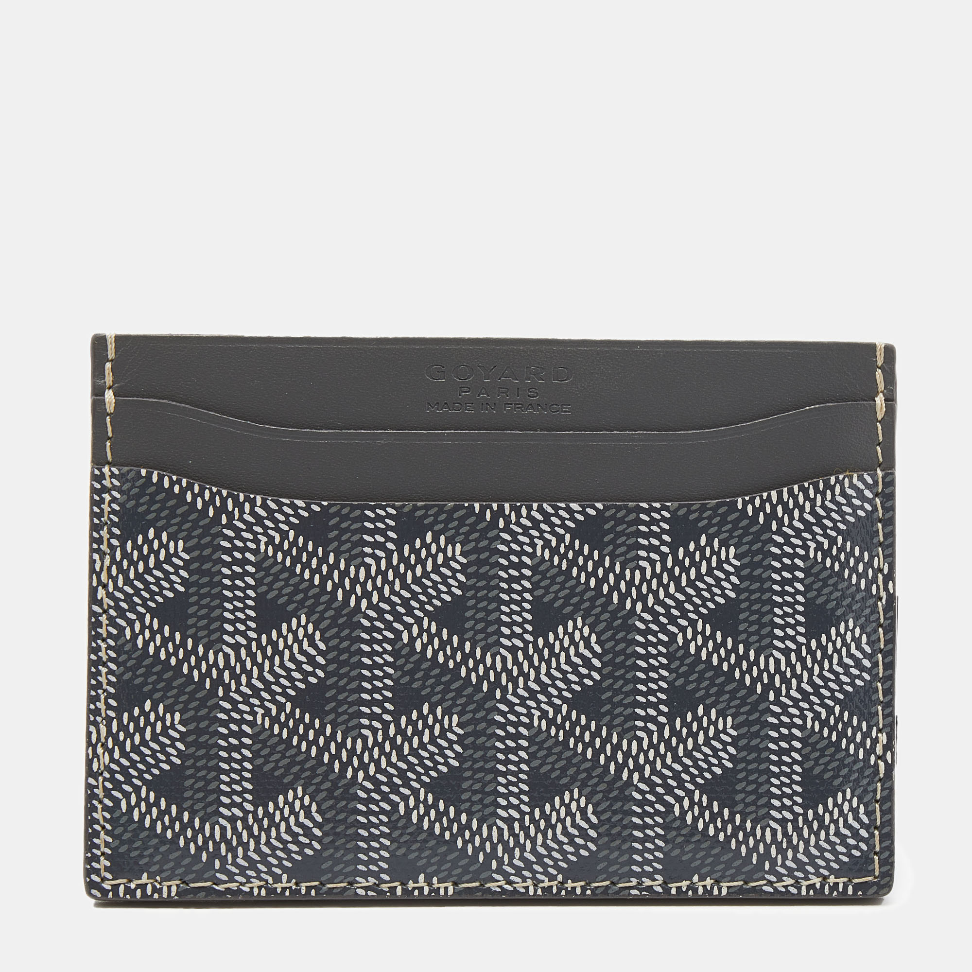Pre-owned Goyard Ine Coated Canvas And Leather Saint Sulpice Card Holder In Grey