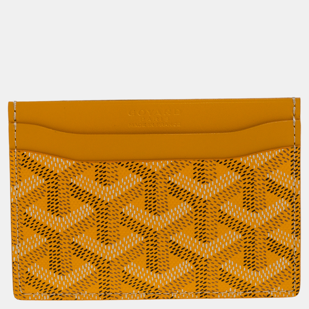 Pre-owned Goyard Ine Coated Canvas And Leather Saint Sulpice Card Holder In Yellow