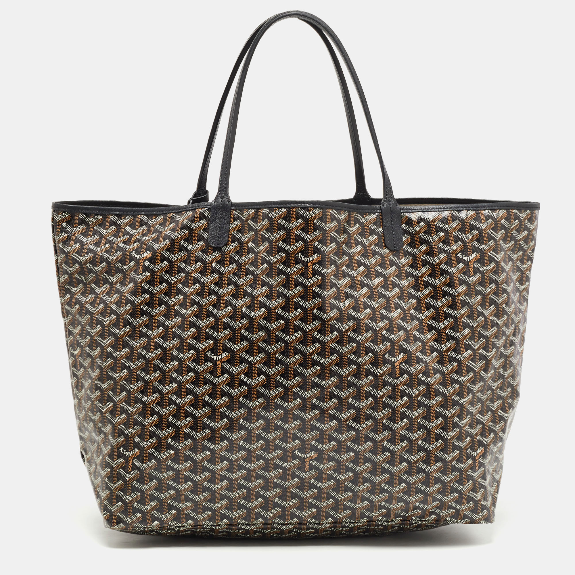 Pre Owned Goyard Black Goyardine Coated Canvas and Leather Saint Louis GM Tote