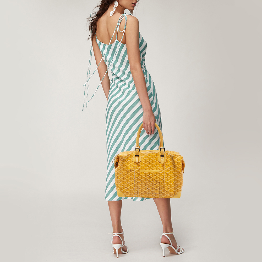 

Goyard Yellow Goyardine Coated Canvas and Leather Boeing 30 Bag