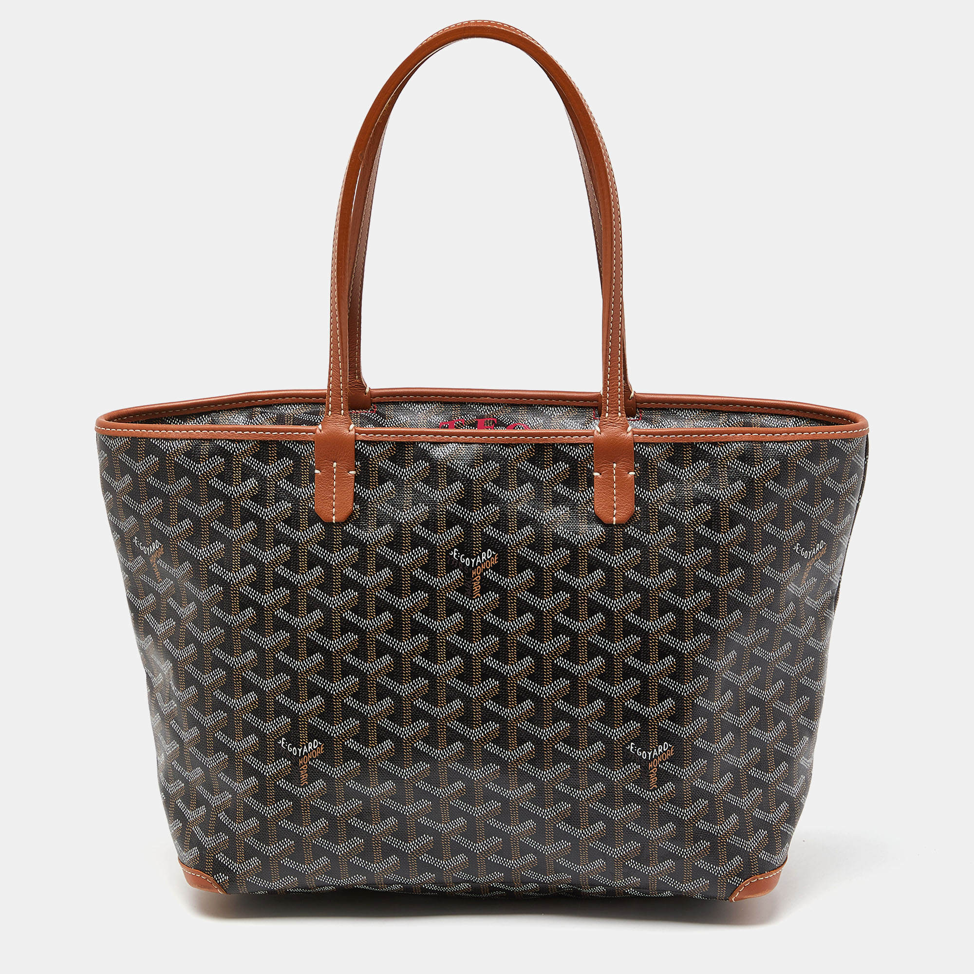 Pre Owned Goyard Brown Goyardine Coated Canvas and Leather Artois MM Tote