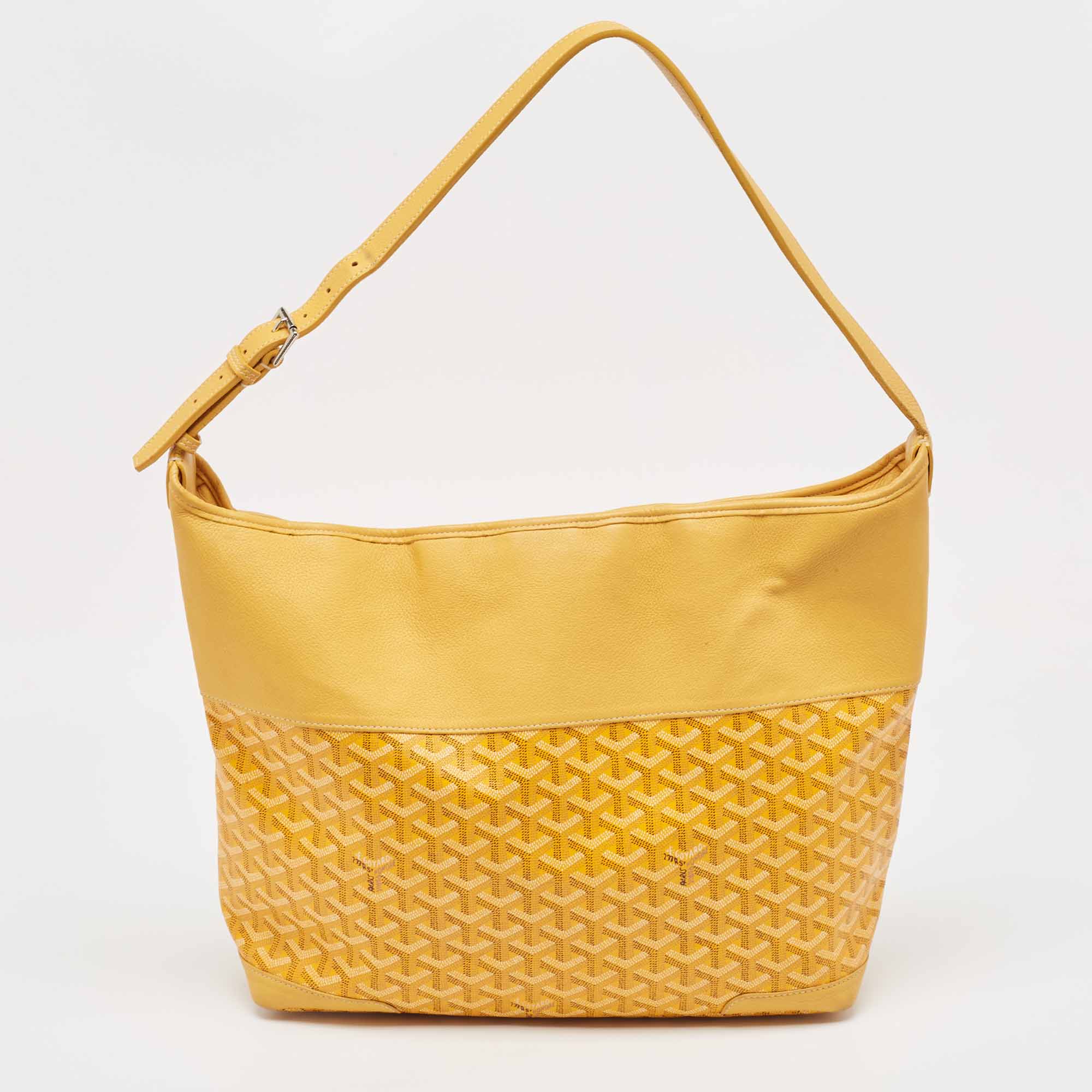 Pre-owned Goyard Ine Coated Canvas And Leather Grenadine Hobo In Yellow