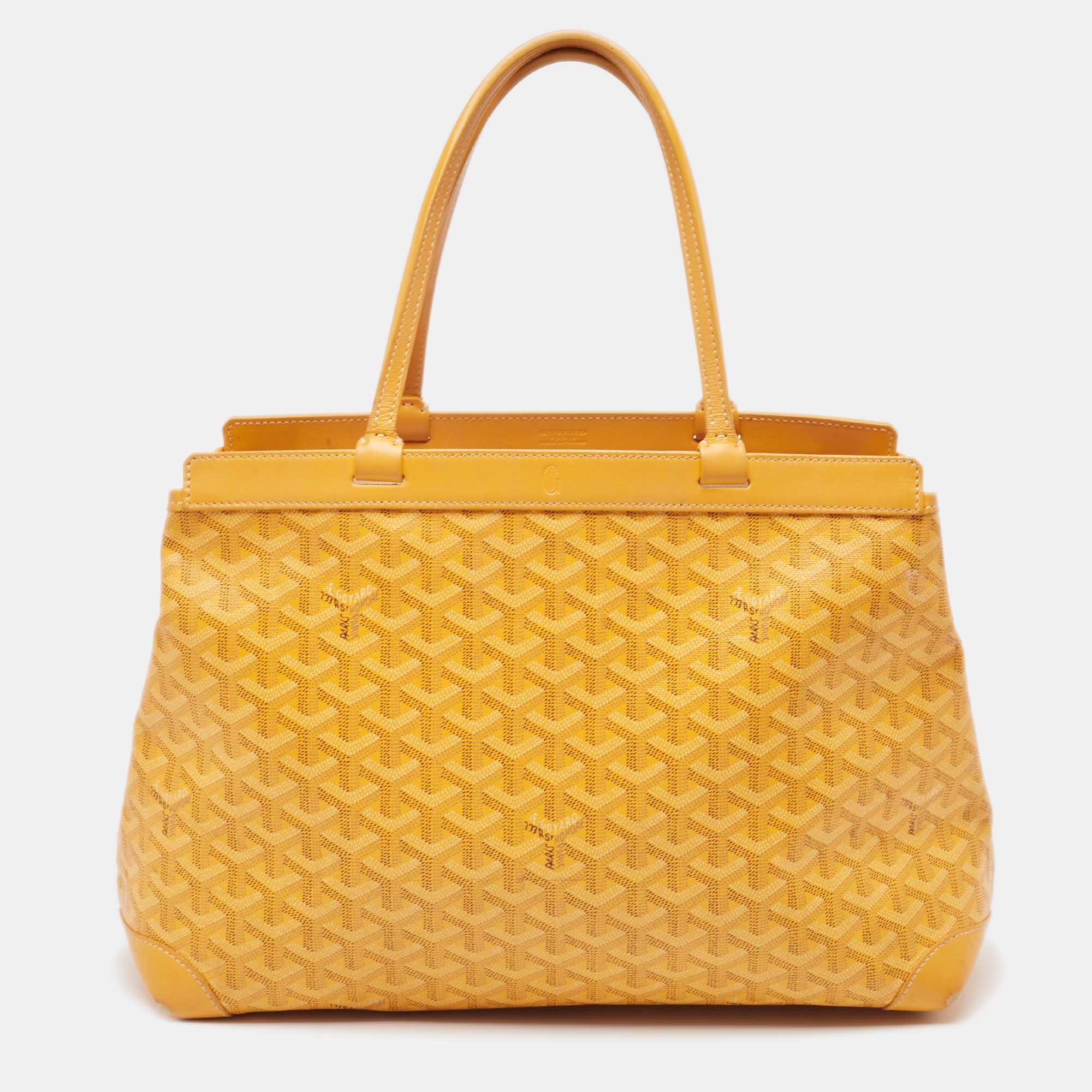 

Goyard Yellow Goyardine Coated Canvas and Leather Bellechasse PM Tote