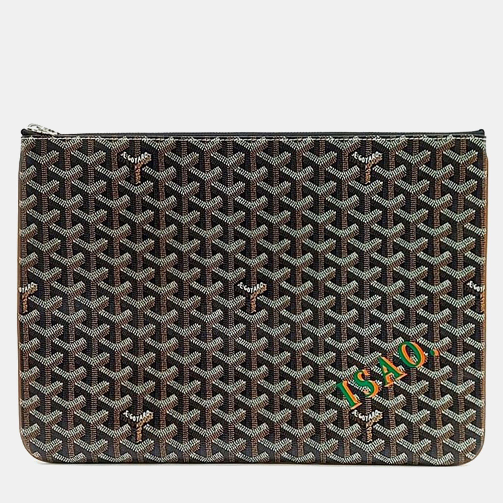 

Goyard Black/Brown Goyardine Canvas Senat MGM Pouch