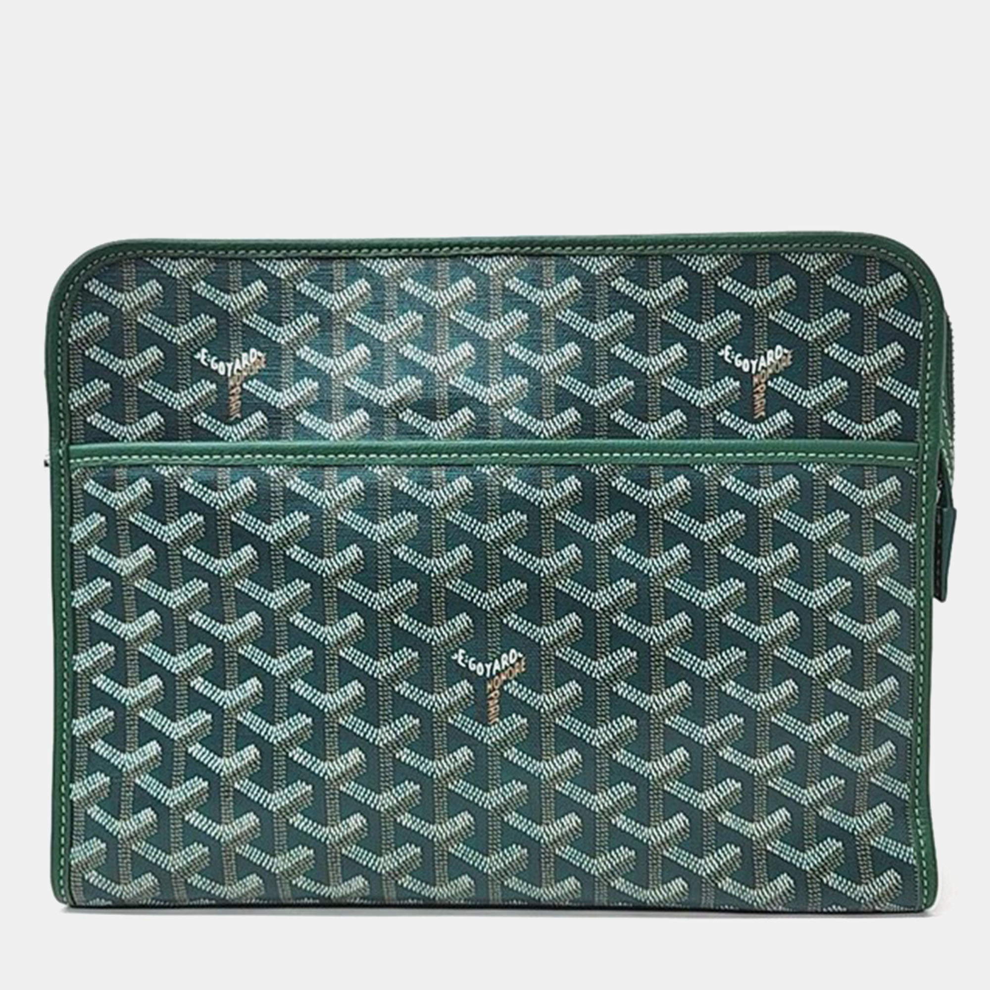 

Goyard Green Goyardine Canvas Jouvence GM Pouch