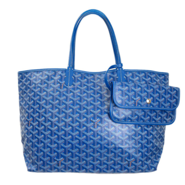 Pre Owned Goyard Coated Blue Canvas Saint Louis Tote PM
