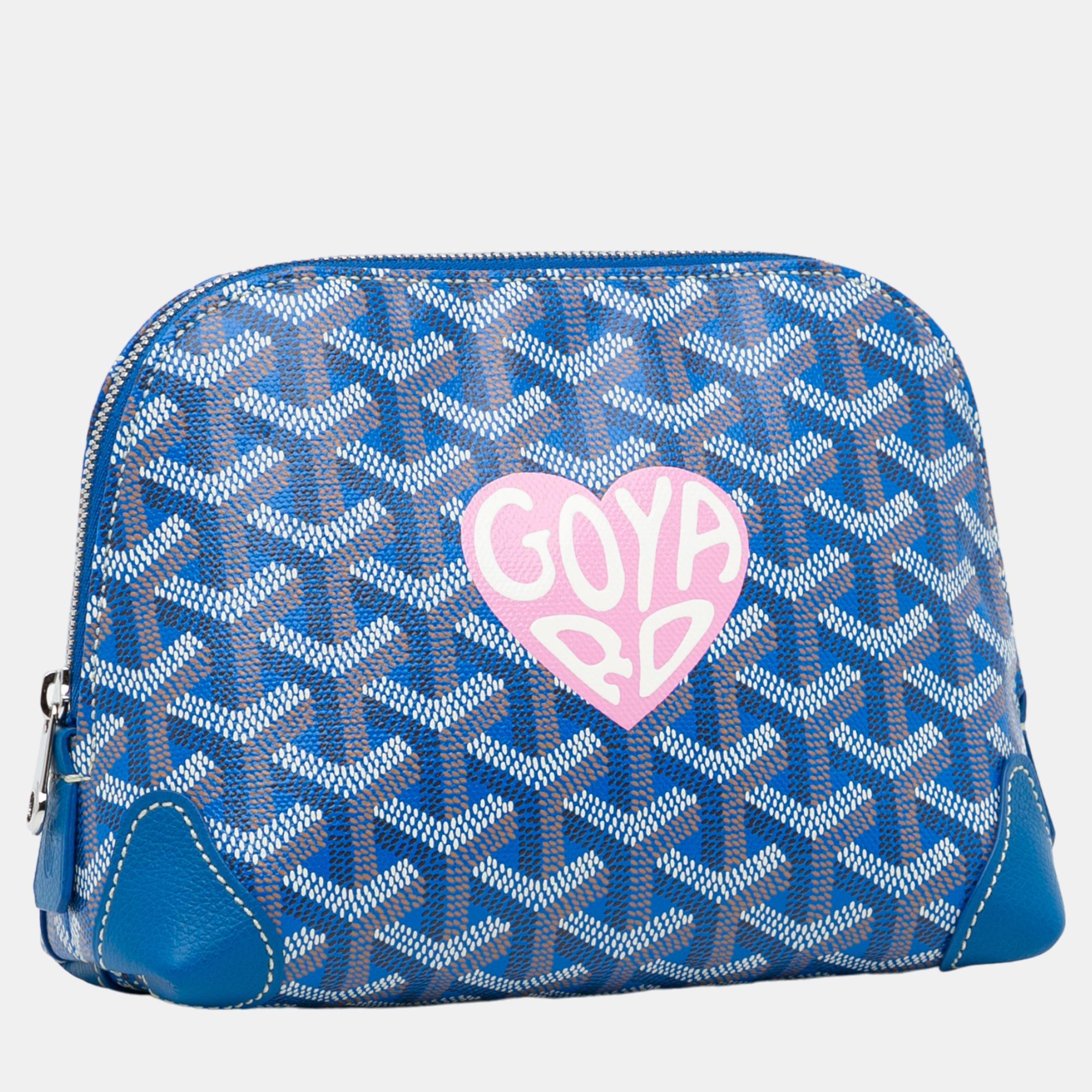 

Goyard Blue Goyardine Vendome Cosmetic Pouch