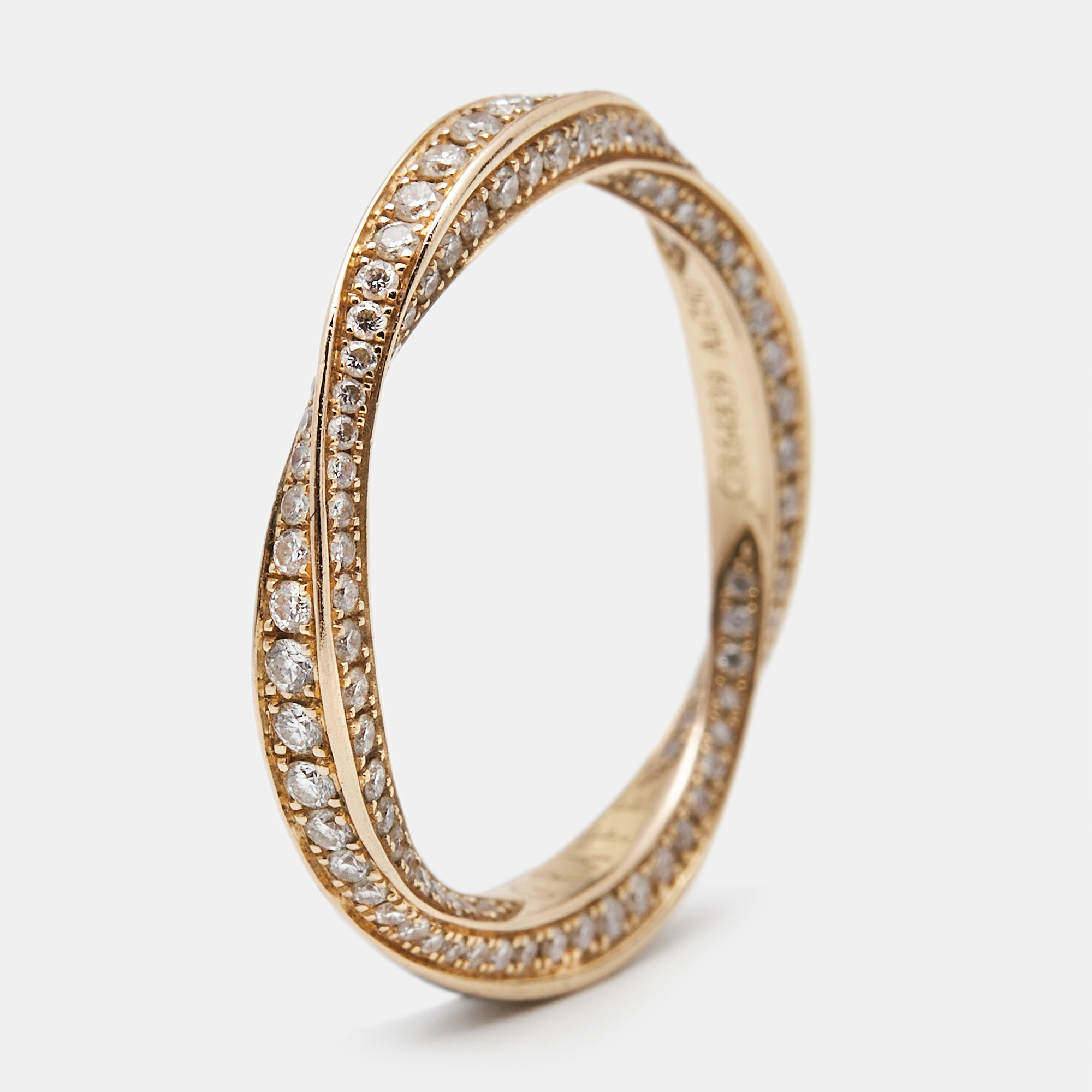 

Graff Sprial Pave Diamond 18k Rose Gold Ring Size