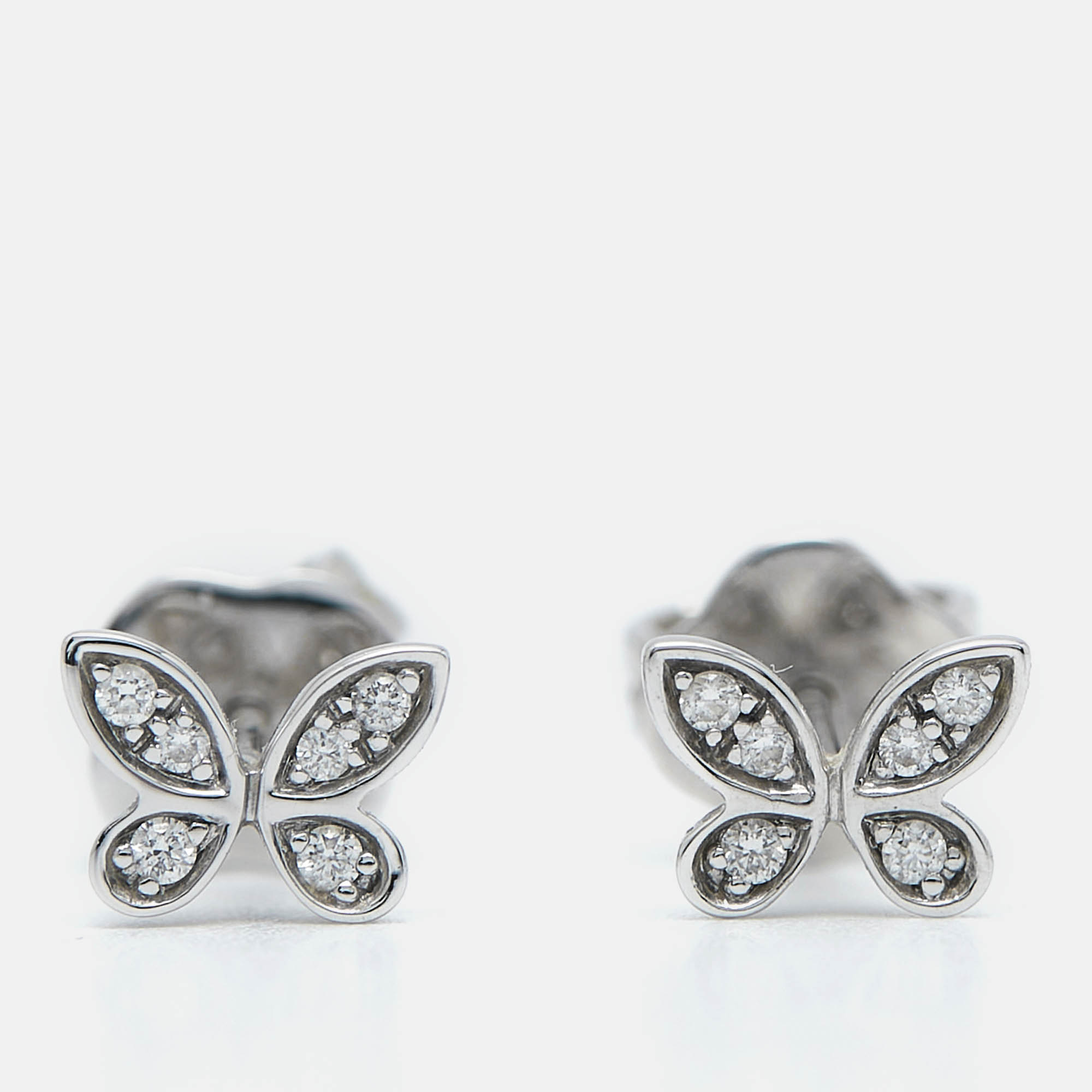 

Graff Butterfly Pavé Diamond 18k White Gold Small Stud Earrings