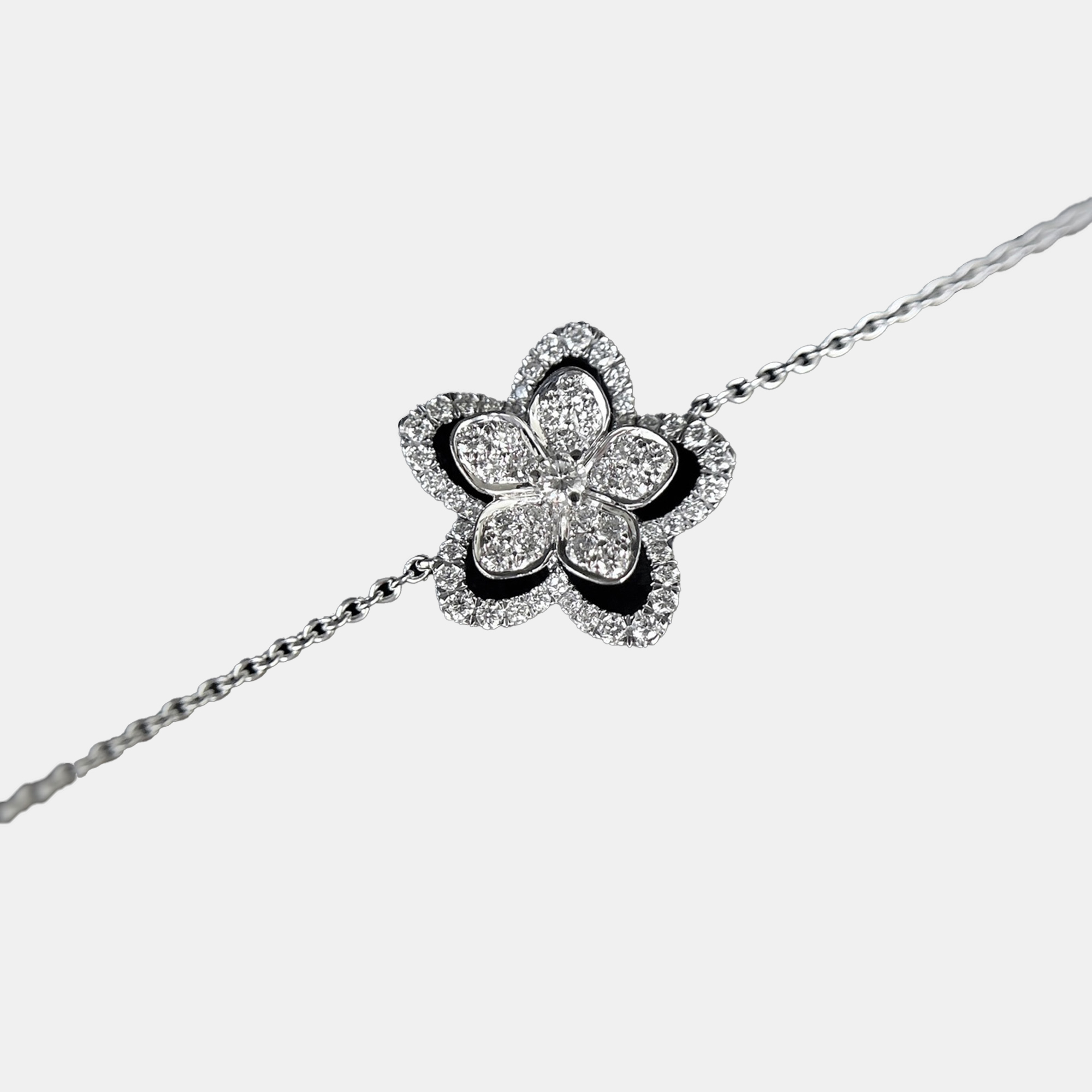 

Graff 18K White Gold Diamond Wild Flower Floral Bracelet