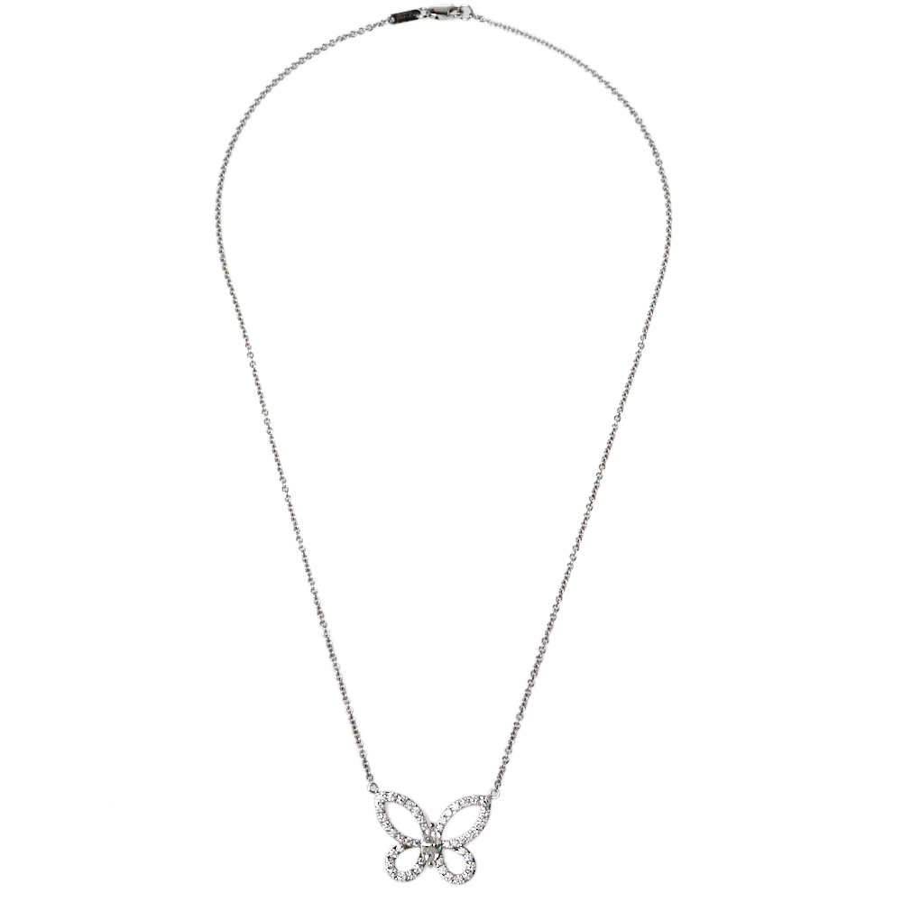 

Graff Butterfly Silhouette Diamond 18K White Gold Pendant Necklace