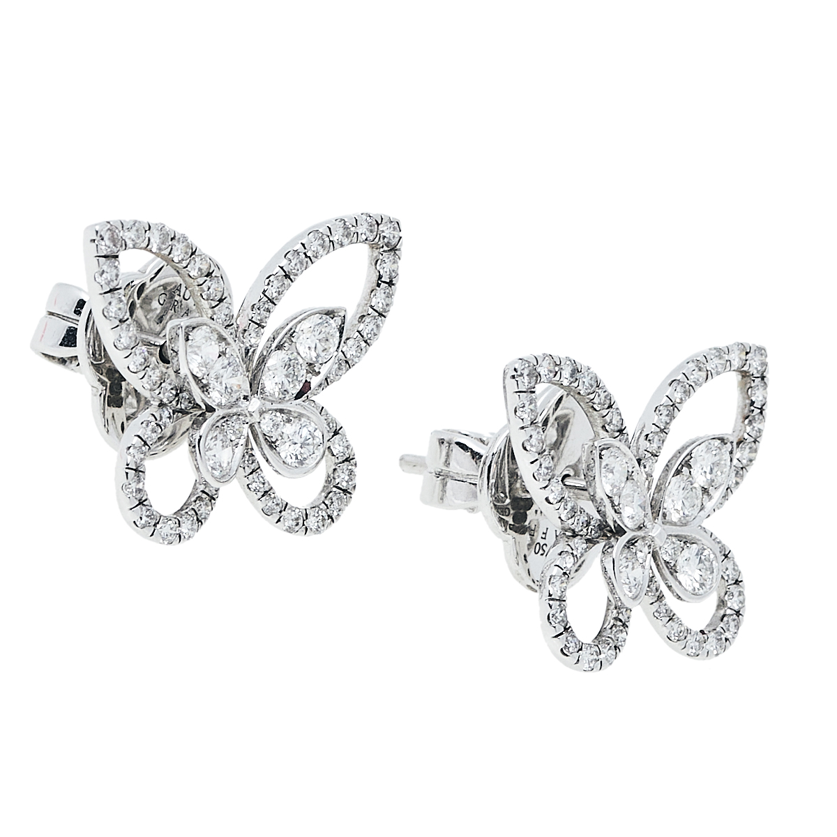 

Graff Butterfly Silhouette Diamond 18K White Gold Stud Earrings