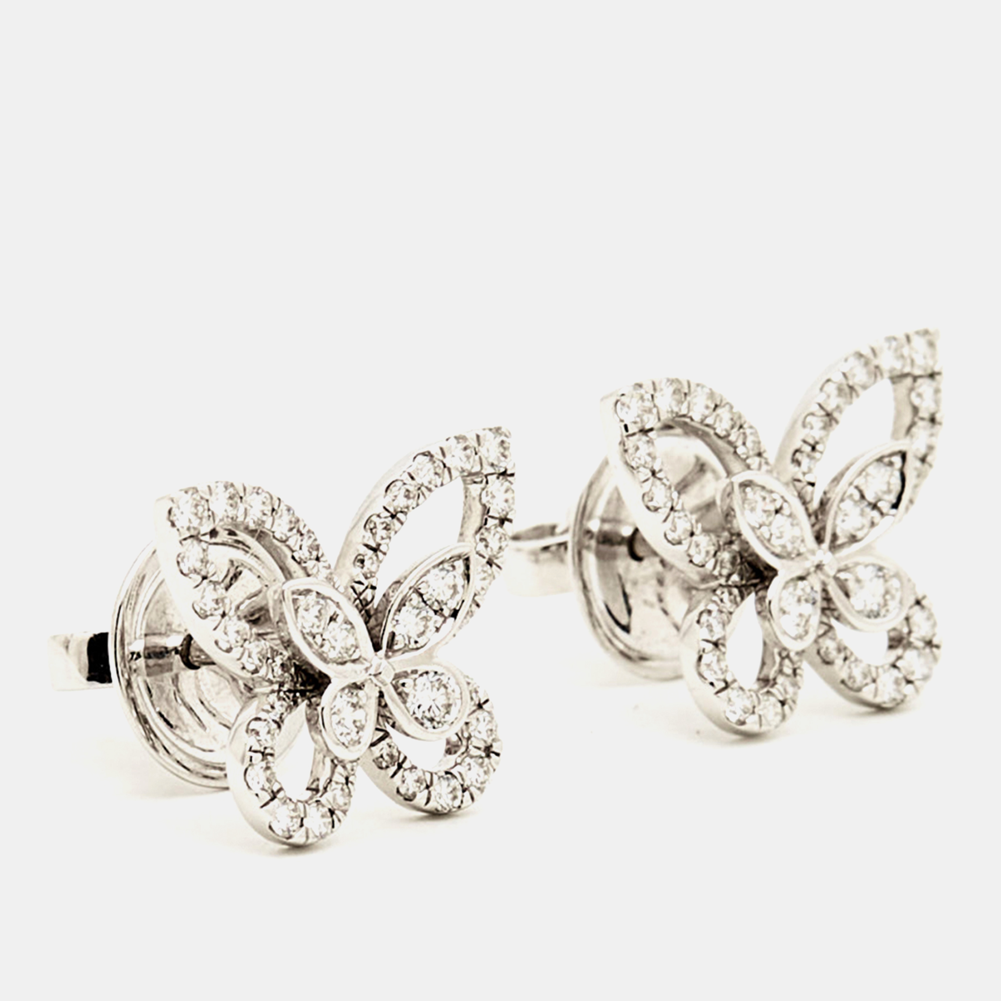 

Graff Butterfly Silhouette Diamond 18K White Gold Stud Earrings