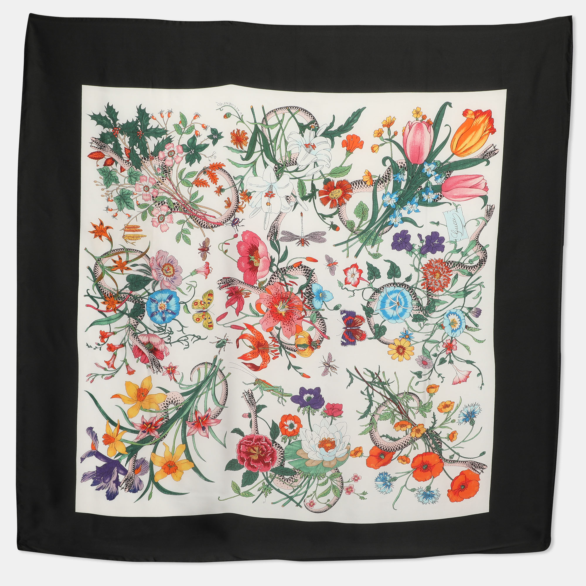 

Gucci Multicolor Floral Print Silk Scarf