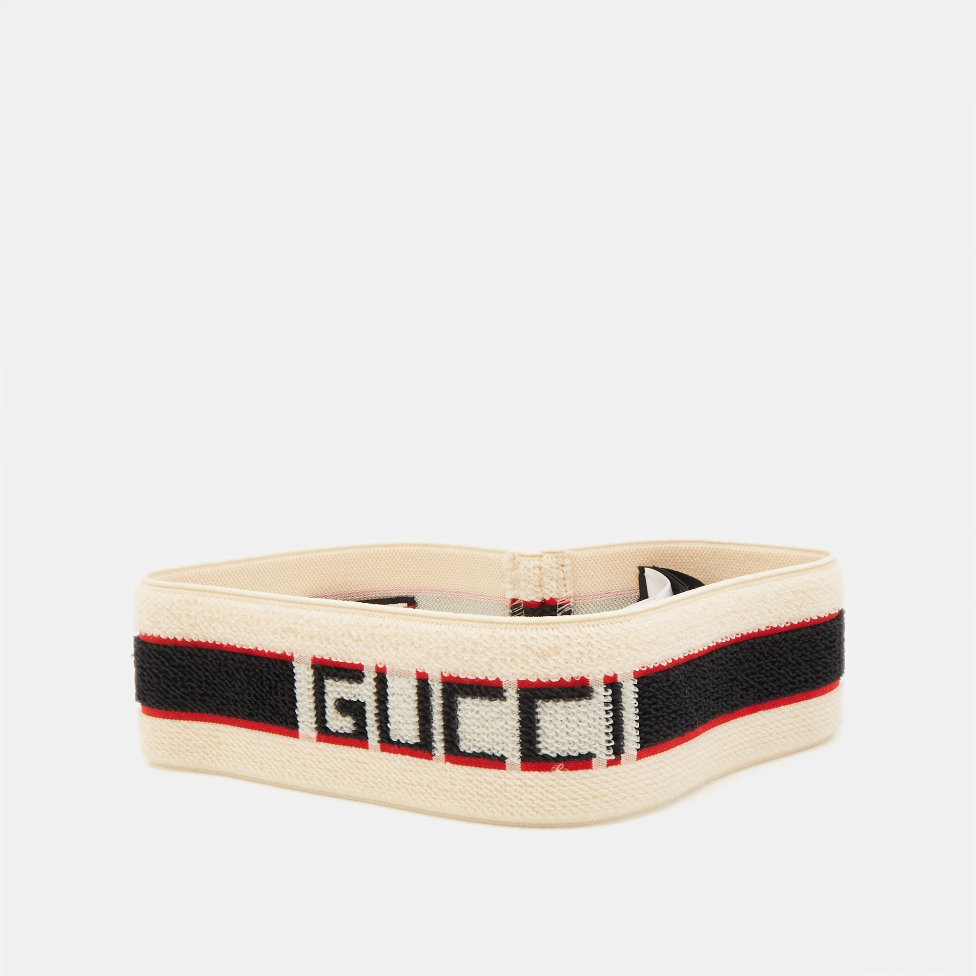 

Gucci Beige Terry Cotton Logo Headband and Wristband Set