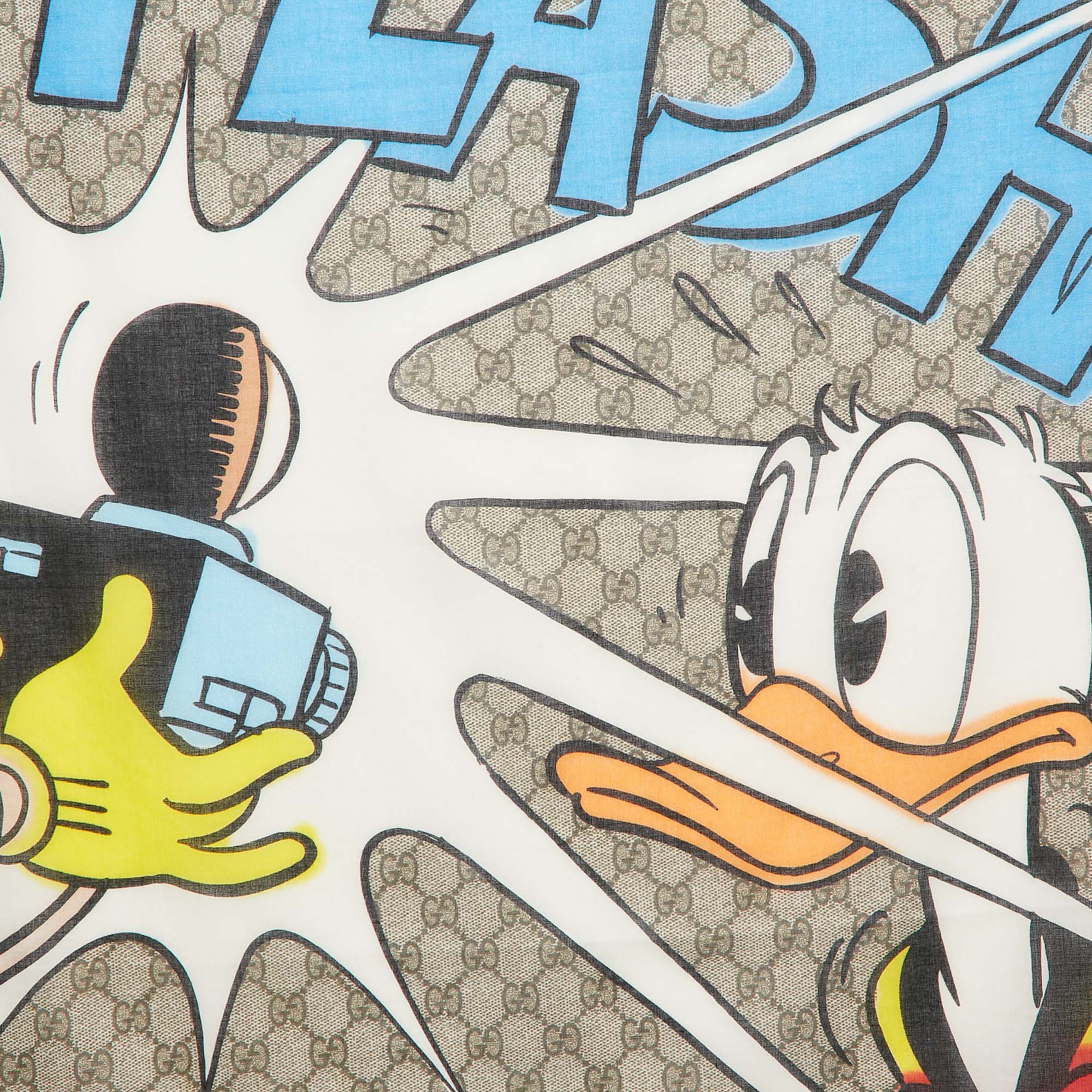 Gucci X Disney Donald Duck GG Print Cotton Scarf 