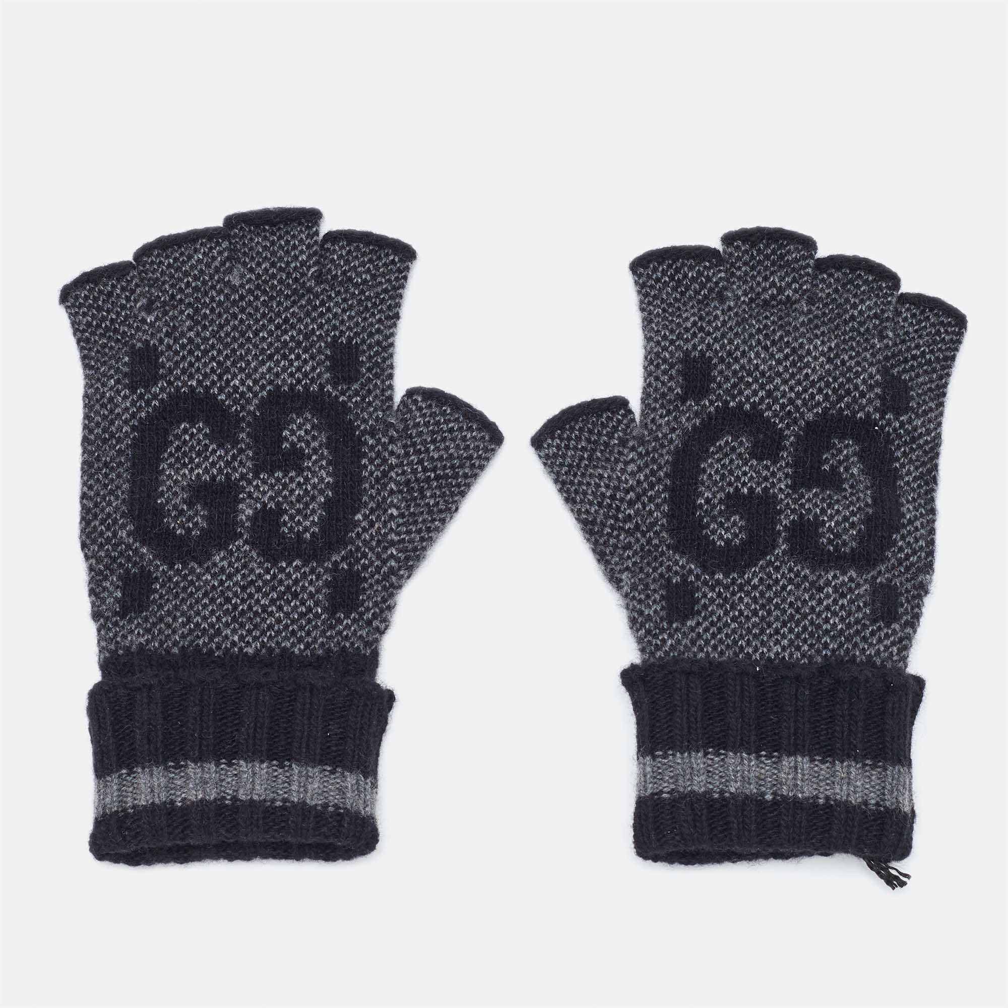 

Gucci Black GG Cashmere Knit Fingerless Gloves S