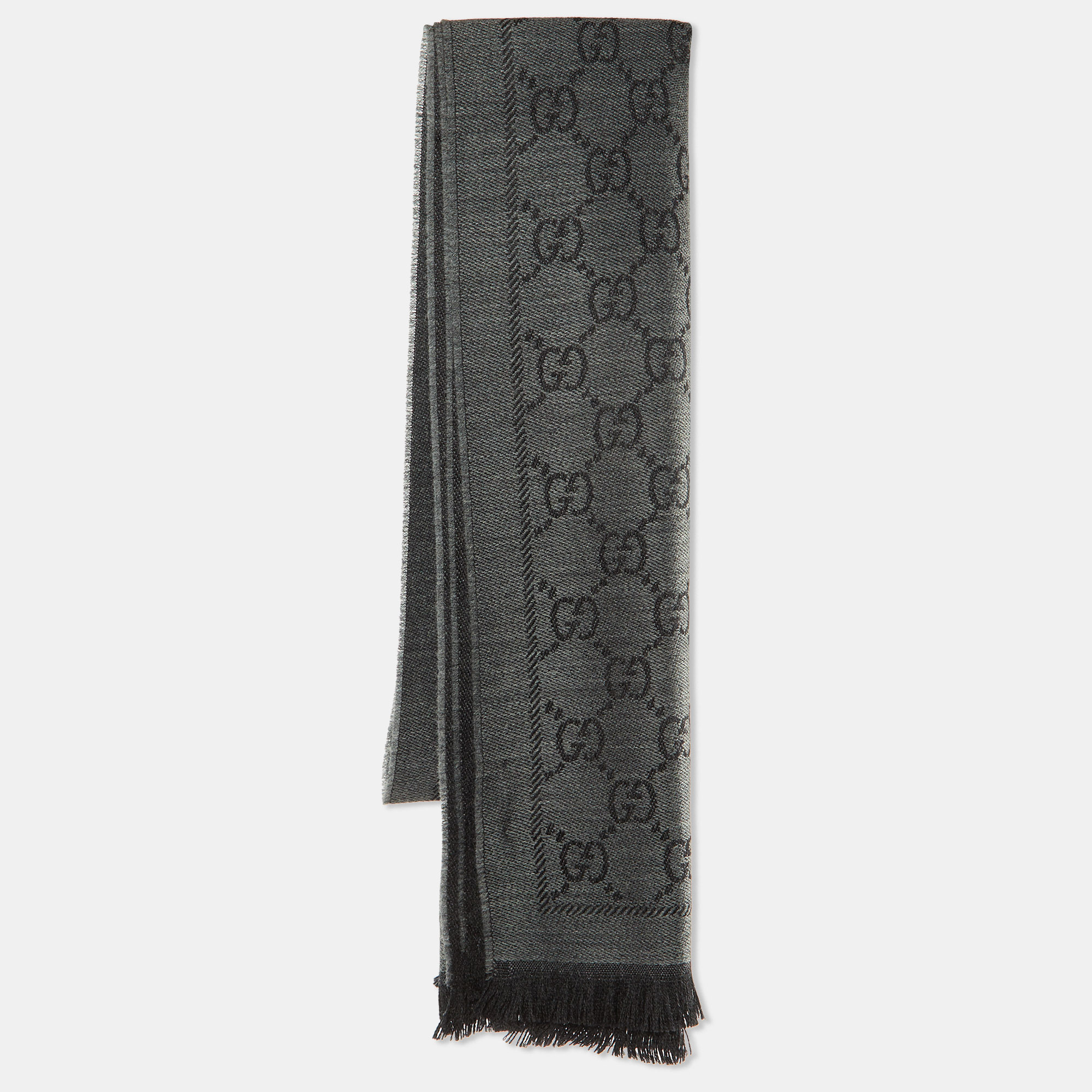 

Gucci Grey GG Jacquard Wool Scarf